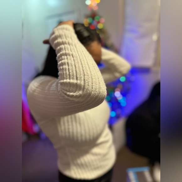 Funnel Neck Raglan Sleeve Rin-Knit Tee - Picture 2 of 2